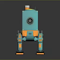 Blue And Orange Robot With Camera And Tracked Legs 3D Model Design 3d model