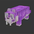 Purple Pixel Tiger 3D Model Featuring Block Structure And Reflective Surface 3d model