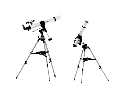 Two Astronomical Telescopes Mounted On Tripods 3d model