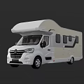 White And Beige Modern Motorhome With Awning Windows And Side Doors