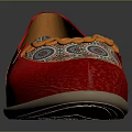 Red Flat Shoes With Colorful Patterns And Gold Chain Decoration 3d model