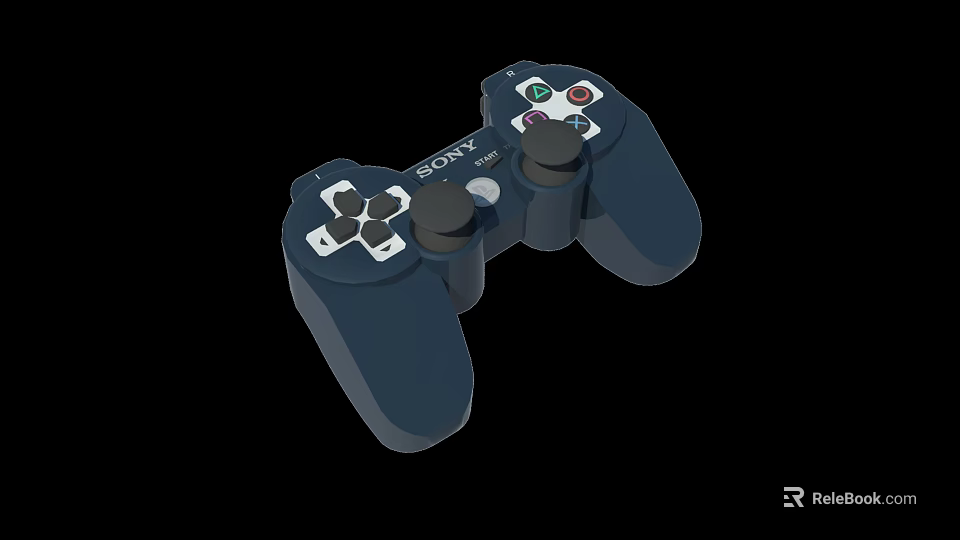 Sony Dark Blue Game Controller with Buttons and Joysticks for Entertainment Electronics 3d model 