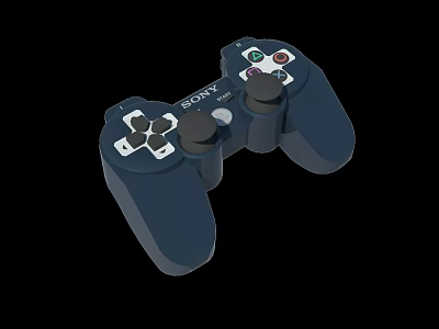 Sony Dark Blue Game Controller with Buttons and Joysticks for Entertainment Electronics 3d model