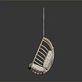 Hanging Rattan Leisure Chair with Oval Shape and White Cushion