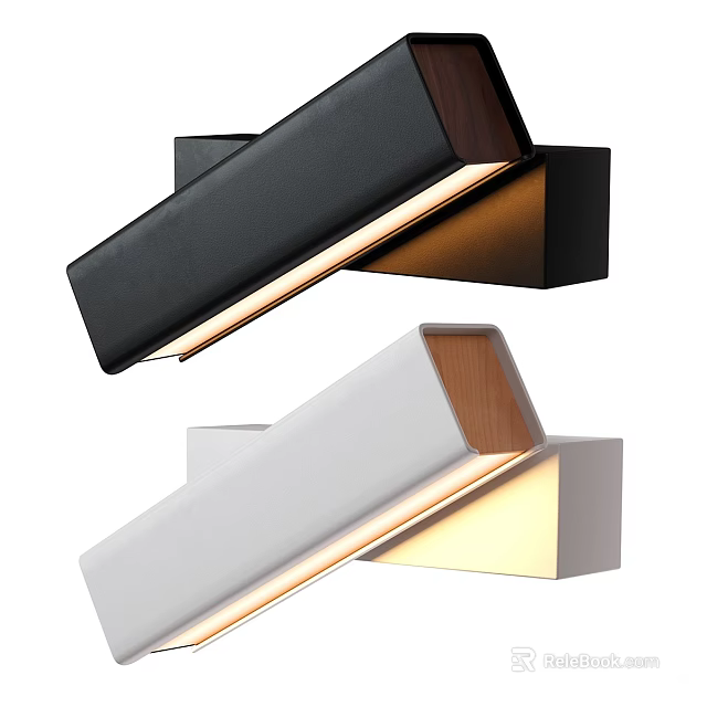 Modern Black and White Wall Sconces With Wooden Accent And LED Lighting 3d model 