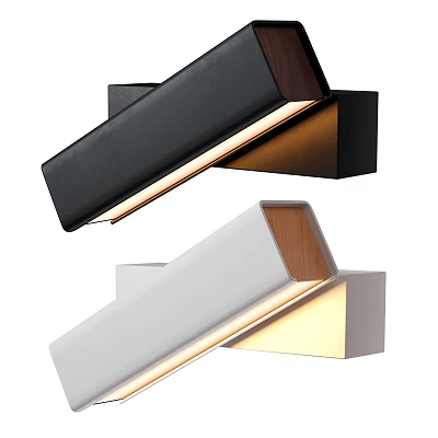 Modern Black and White Wall Sconces With Wooden Accent And LED Lighting 3d model