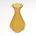 Elegant Yellow Glass Vase With Fluted Design For Home Decor Ornament Set