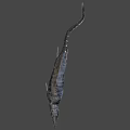 Realistic Prehistoric Marine Reptile With Long Snout Streamlined Body On Dark Blue Background