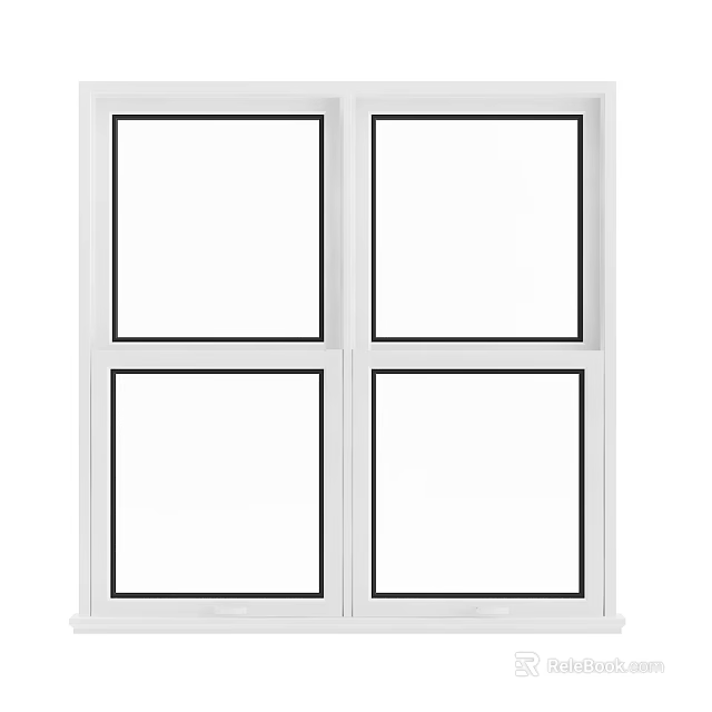 Modern White Frame Casement Windows With Double Glass Panes For Home Ventilation And Energy Efficiency 3d model 