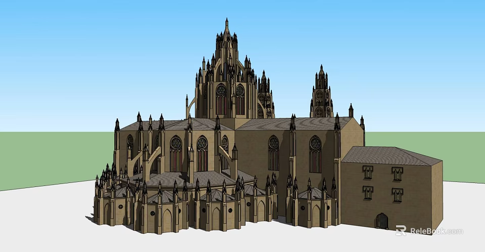 Gothic Cathedral Architectural Design Embodying Religious Faith And Spiritual Heritage 3d model 