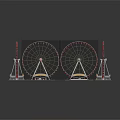Four Colorful Ferris Wheel Models With Detailed Structures On Display Platforms