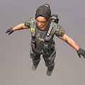 Female Game Character In Tactical Gear With Vest Knee Pads And Outstretched Arms