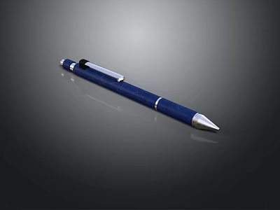 Sleek Blue Writing Pen With Metallic Accents And Smooth Grip Design 3d model