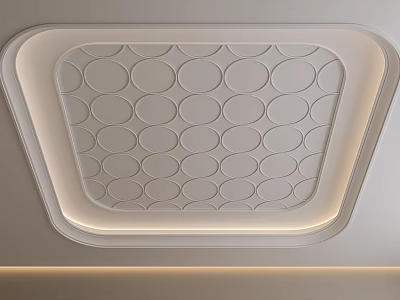 Modern Ceiling Design With Circular Decorative Patterns And Recessed Edge Lighting 3d model