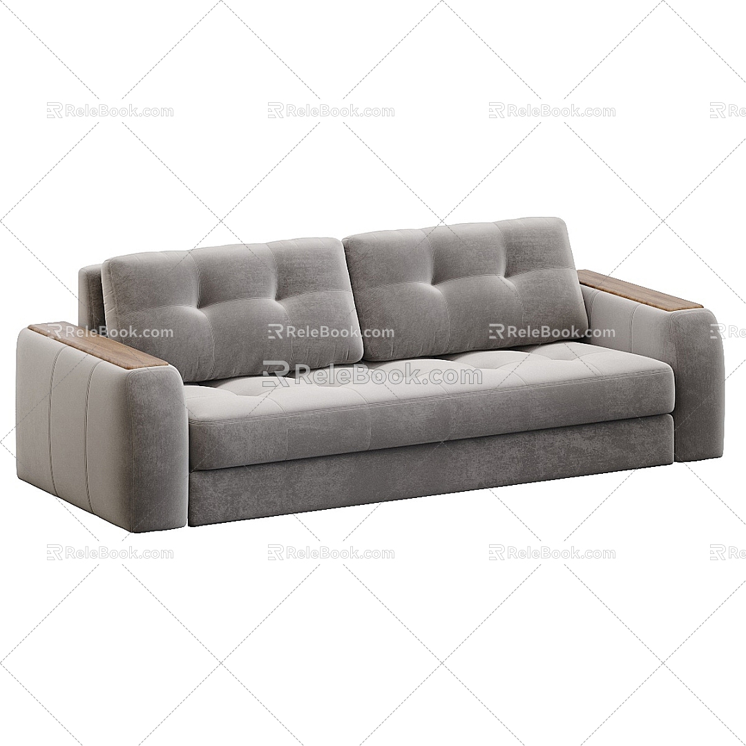 Modern Simple Double Sofa Sofa Simple Double Sofa Pillow Gray Sofa 3d model