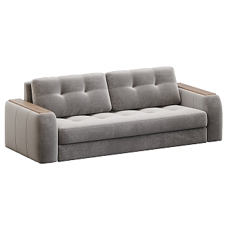 Modern Simple Double Sofa Simple Double Sofa Pillow Gray Sofa 3d model