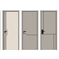 Modern Flush Doors Design With Different Styles And Simple Handle Details 3d model