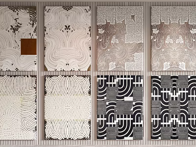 Various Patterned Decorative Artworks With Textured Designs For Wall Decor 3d model