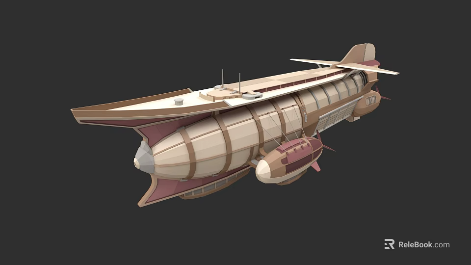 Detailed Vintage Airship 3D Model With Retro Design And Propeller Compartments 3d model 