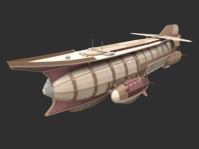 Detailed Vintage Airship 3D Model With Retro Design And Propeller Compartments 3d model