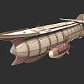 Detailed Vintage Airship 3D Model With Retro Design And Propeller Compartments