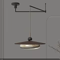 Hanging Modern Pendant Light With Brown Wooden Shade And Black Metal Frame In Interior