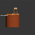 Industrial Circular Tank Structure With Orange Metal Frame Platform And Pipes