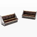 Two Brown Leather Benches With Metal Frames For Indoor Seating 3d model