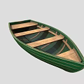 Traditional Green Wooden Boat With Wooden Planks And Classic Design Structure
