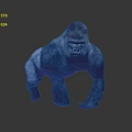 Gorilla With Red Crown And Dark Gray Body In Standing Posture On Simple Gray Background