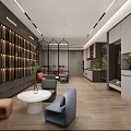 Modern Interior Space With Gray Cabinets Shelves Hanging Clothes And Bags Wooden Flooring Display Area