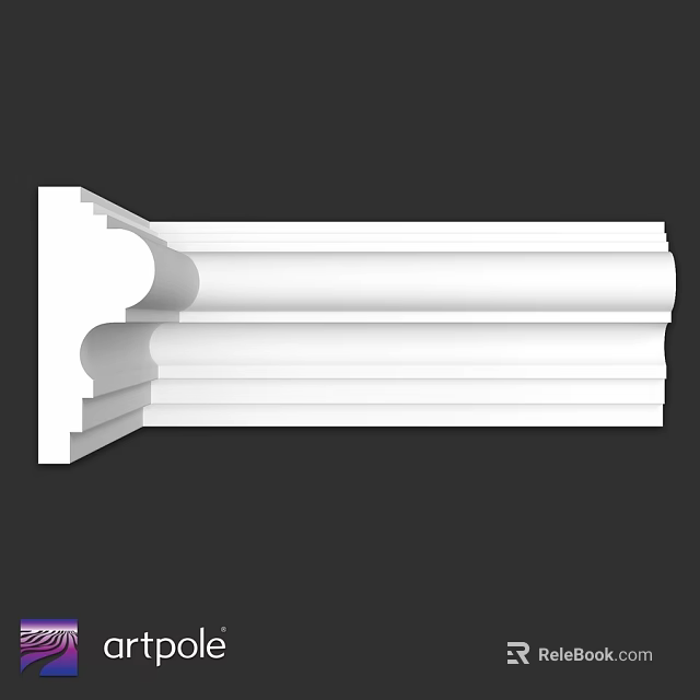 White Architectural Cornice Component With Detailed Layered Design For Interiors 3d model 