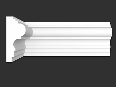 White Architectural Cornice Component With Detailed Layered Design For Interiors 3d model