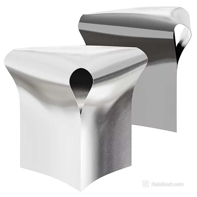 Modern Sleek Metal Side Table with Unique Shape for Contemporary Home Decor 3d model 