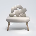 Modern Beige Abstract Sofa With Fabric Upholstery Unique Irregular Backrest And Wooden Cylindrical Legs