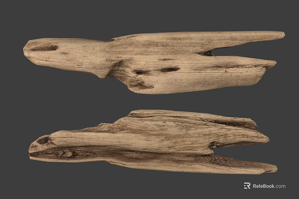 Natural Stone Like Wood Pieces with Irregular Shape and Light Brown Texture 3d model