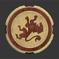 Round Decorative Household Seal With Gold Trim Red Background And Dragon Design