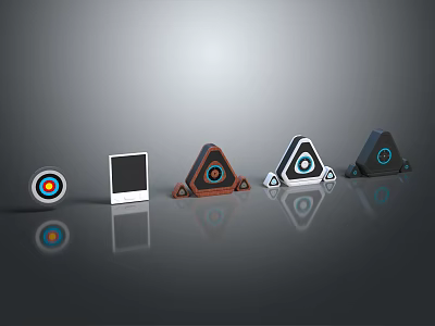 Modern Wireless Headphone Speakers with Various Stylish Designs and Blue Glowing Accents 3d model