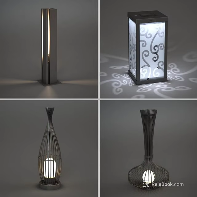 Modern Outdoor Lights With Various Designs Including Hollow Structure And Pattern Projection 3d model 