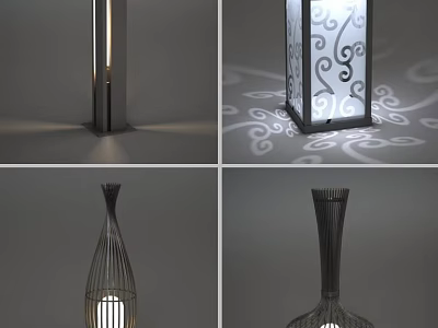 Modern Outdoor Lights With Various Designs Including Hollow Structure And Pattern Projection 3d model