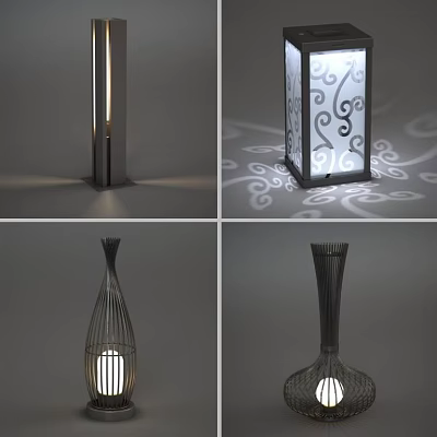 Modern Outdoor Lights With Various Designs Including Hollow Structure And Pattern Projection 3d model