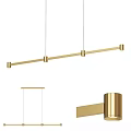 Modern Gold Linear Pendant Light With Sleek Metal Bar And Hanging Wires