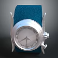 Wrist Watch with Blue Leather Strap Silver Dial Roman Numerals and Classic Design