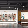 Traditional Shadow Puppet Exhibition Hall With Display Cabinets And Large Screen 3d model