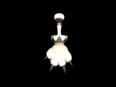 Ornate Decorative Weapon With White Pommel Black Red Stripes And Claw Shaped Spikes 3d model