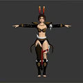 Fantasy Female Character With Creature Themed Headdress And Armored Outfit In Outstretched Pose