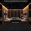 Luxury Home Theater Interior Design With Starry Ceiling Comfortable Seating And Projector 3d model