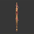 3D Female Archer Character With Pink Decorative Outfit And Bow Arrow