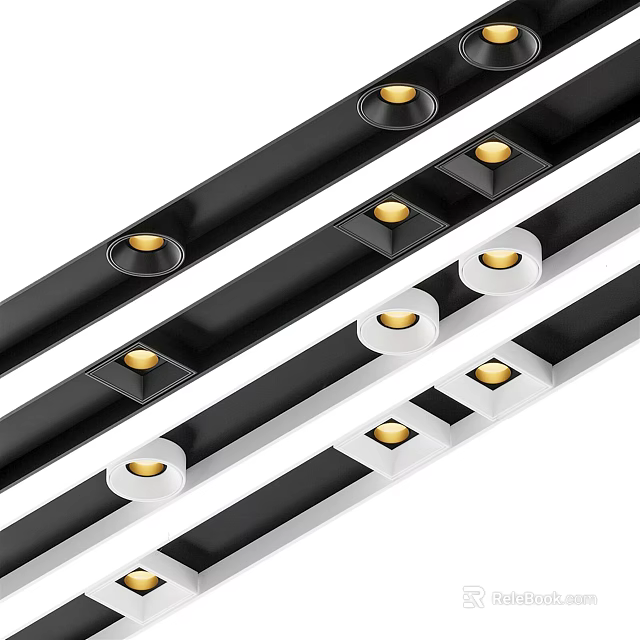 Modern Black White Gold Strip Design Downlights And Spotlights For Interior Lighting 3d model 