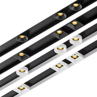 Modern Black White Gold Strip Design Downlights And Spotlights For Interior Lighting 3d model